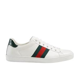 Gucci Ace In White Leather With Green And Red Web