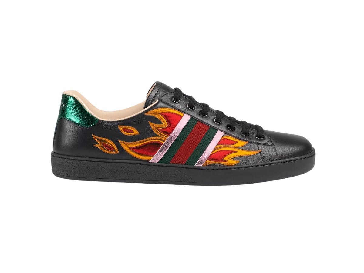 SASOM | shoes Gucci Ace Sneaker In Black Leather With Metallic Leather ...