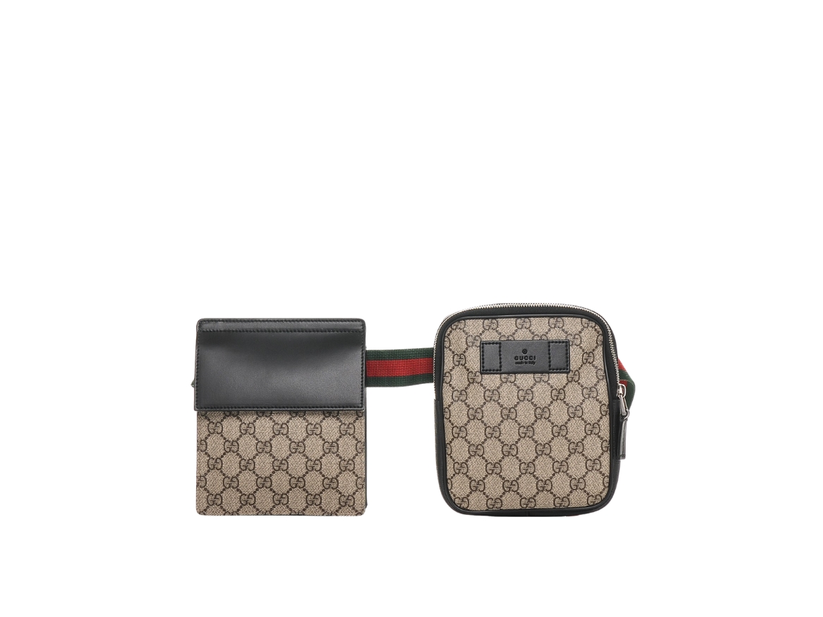 Gucci Belt Bag GG Supreme Web Waist Strap Black/Beige in Canvas