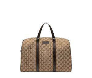 Gucci Boston Bag In Beige And Ebony GG Supreme Canvas