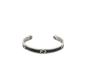 Buy Gucci Bracelet With Interlocking G In Black Enamel Detail With 925 Sterling Silver at Sasom – Authentic and Ready to Ship