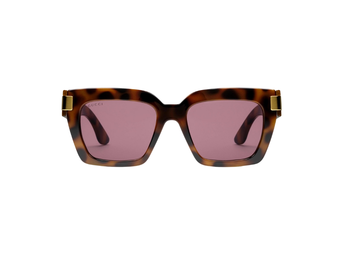 Gucci Cat Eye Sunglasses In Shiny Tortoiseshell Injection 