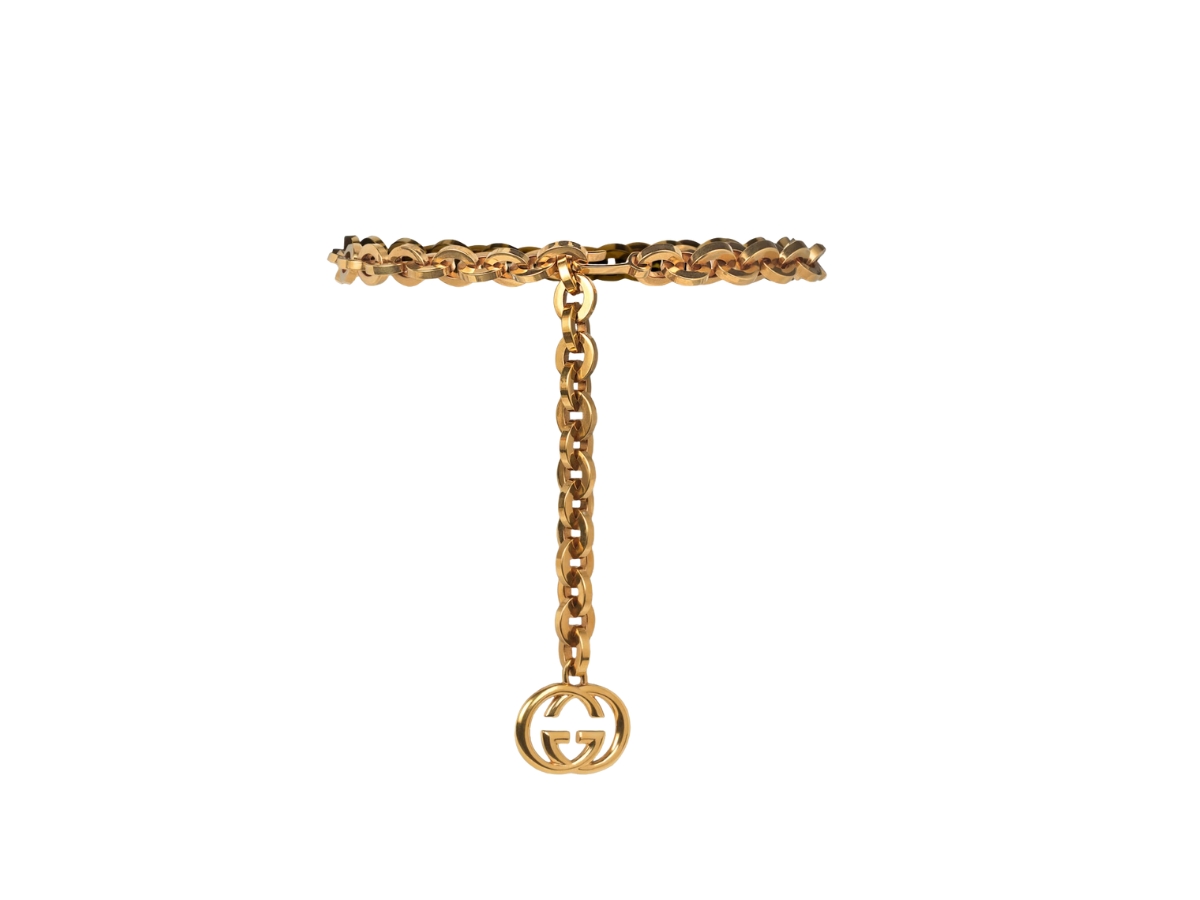 Gucci Chain Belt In Gold-Toned Metal Chain With Interlocking G Charm