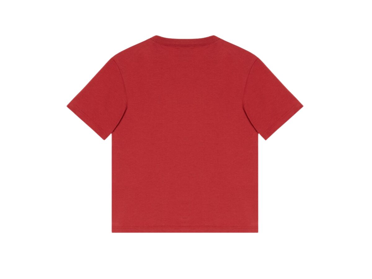 Gucci Children's Interlocking G monster T-Shirt In Dark Red Cotton