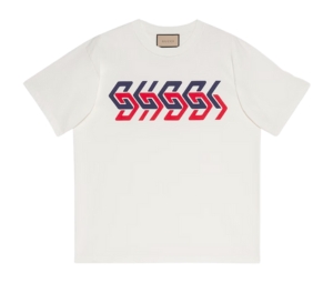 Gucci Cotton Jersey T-Shirt With Gucci Mirror Print Ivory