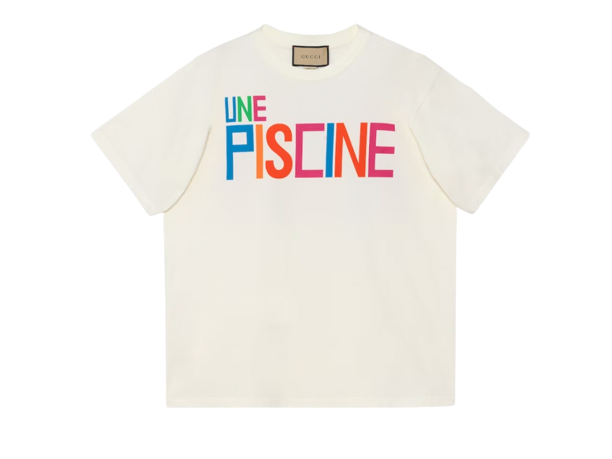 Gucci Cotton Jersey T-Shirt With Une Piscine Print Ivory