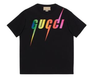 Gucci Cotton T-Shirt With Gucci Blade Print Black