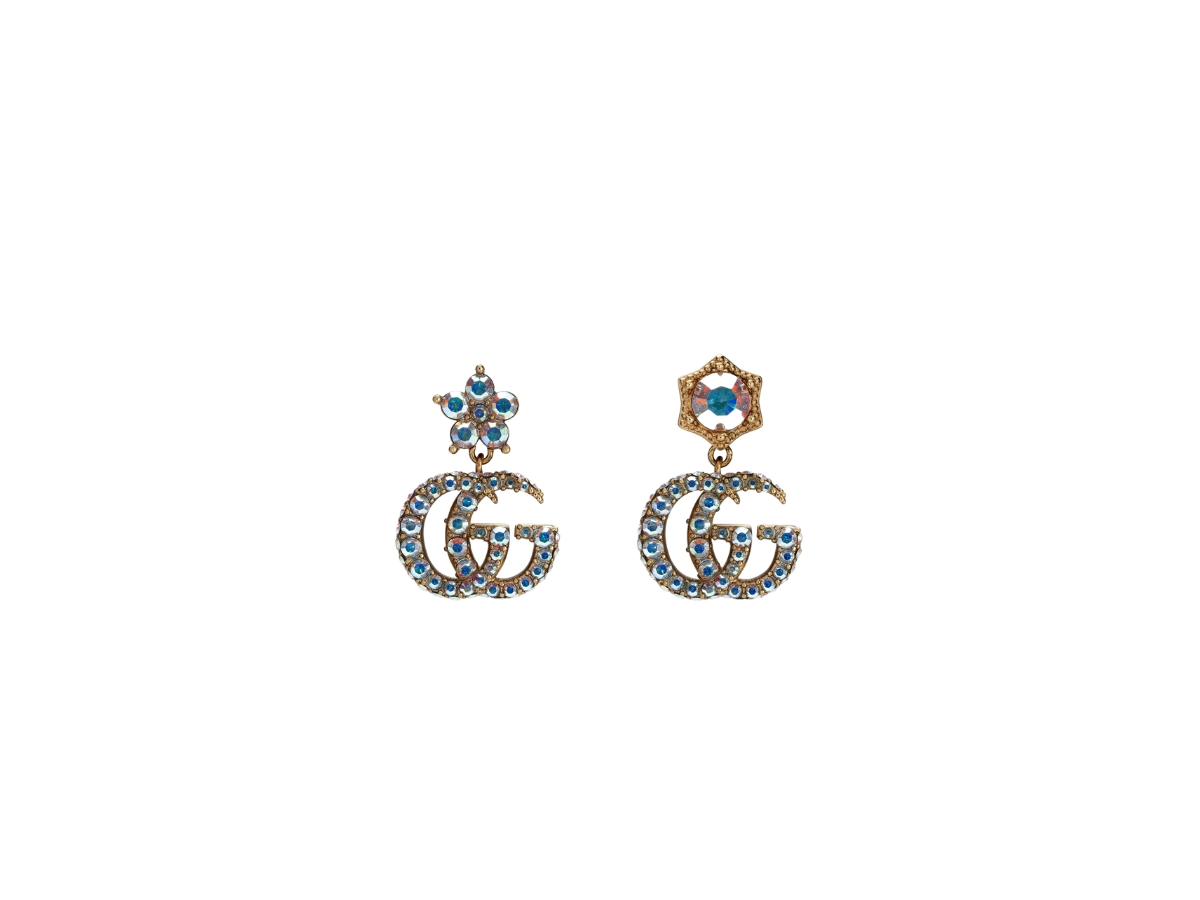 Gucci Double G Earrings With Black Crystals in Metallic