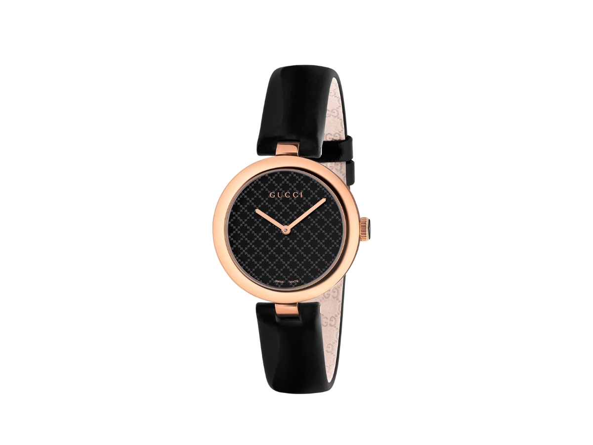 https://d2cva83hdk3bwc.cloudfront.net/gucci-diamantissima-watch-32mm-in-rose-gold-and-black-pvd-case-with-black-lacquered-diamante-pattern-dial-1.jpg