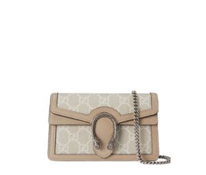 Gucci Dionysus GG Super Mini Bag In Supreme Canvas With Palladium-Toned Hardware Beige And White