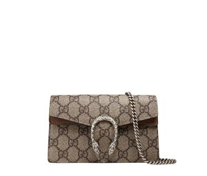 Gucci Dionysus GG Supreme Super Mini Bag In Beige And Ebony GG Supreme Canvas With Palladium-Toned Hardware