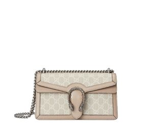 Gucci Dionysus Small GG Bag In GG Supreme Canvas With Palladium-Toned Hardware Beige And White