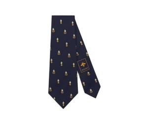 Gucci Double G And Pineapples Silk Tie Navy