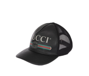 Gucci GG Baseball Cap Web In Black Leather