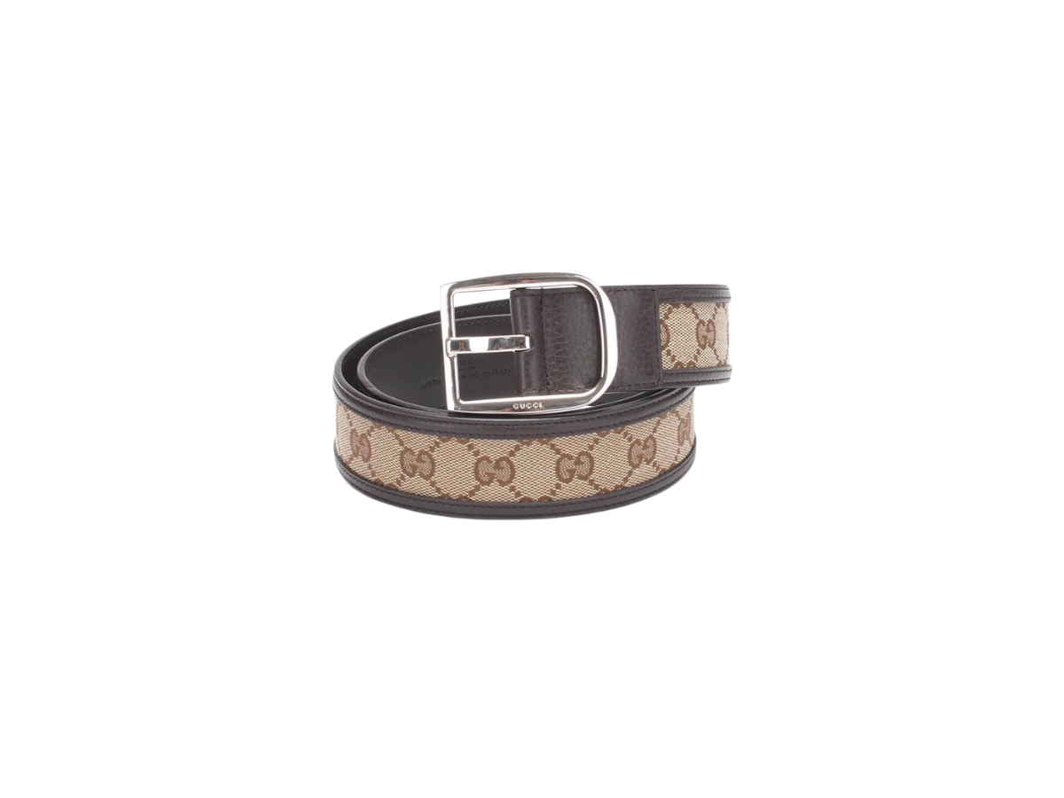 Gucci White/Beige GG Canvas and Leather Interlocking G Belt 90CM Gucci