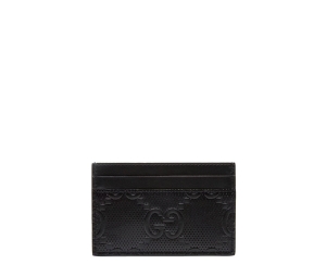 Gucci GG Emboss Card Case In Jumbo GG Black Leather