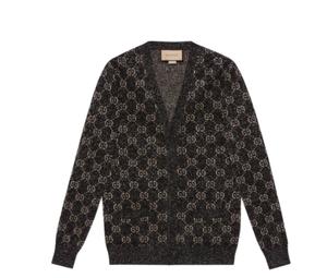 Gucci GG-intarsia wool cardigan - Grey