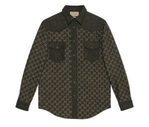 GG jacquard denim shirt in black