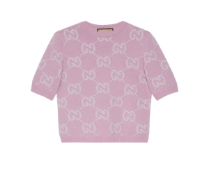 Buy Gucci GG Knit Wool Top In Pink Wool Crewneck at Sasom – Authentic and Ready to Ship
