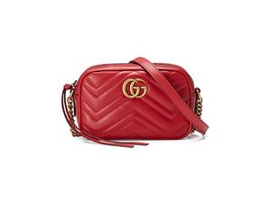 Gucci GG Marmont Camera Bag Matelasse Mini Hibiscus Red