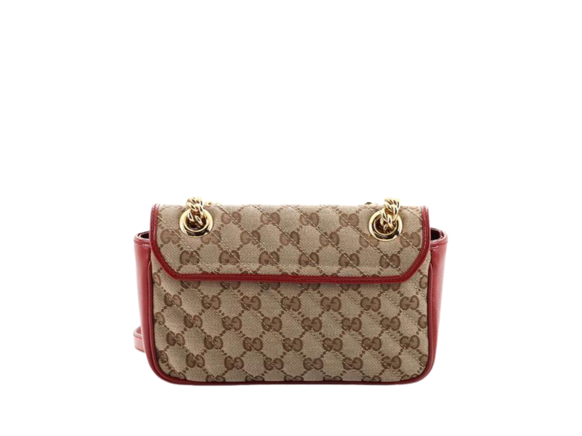 GUCCI GG Marmont Mini Canvas Leather Shoulder Bag Beige 446744