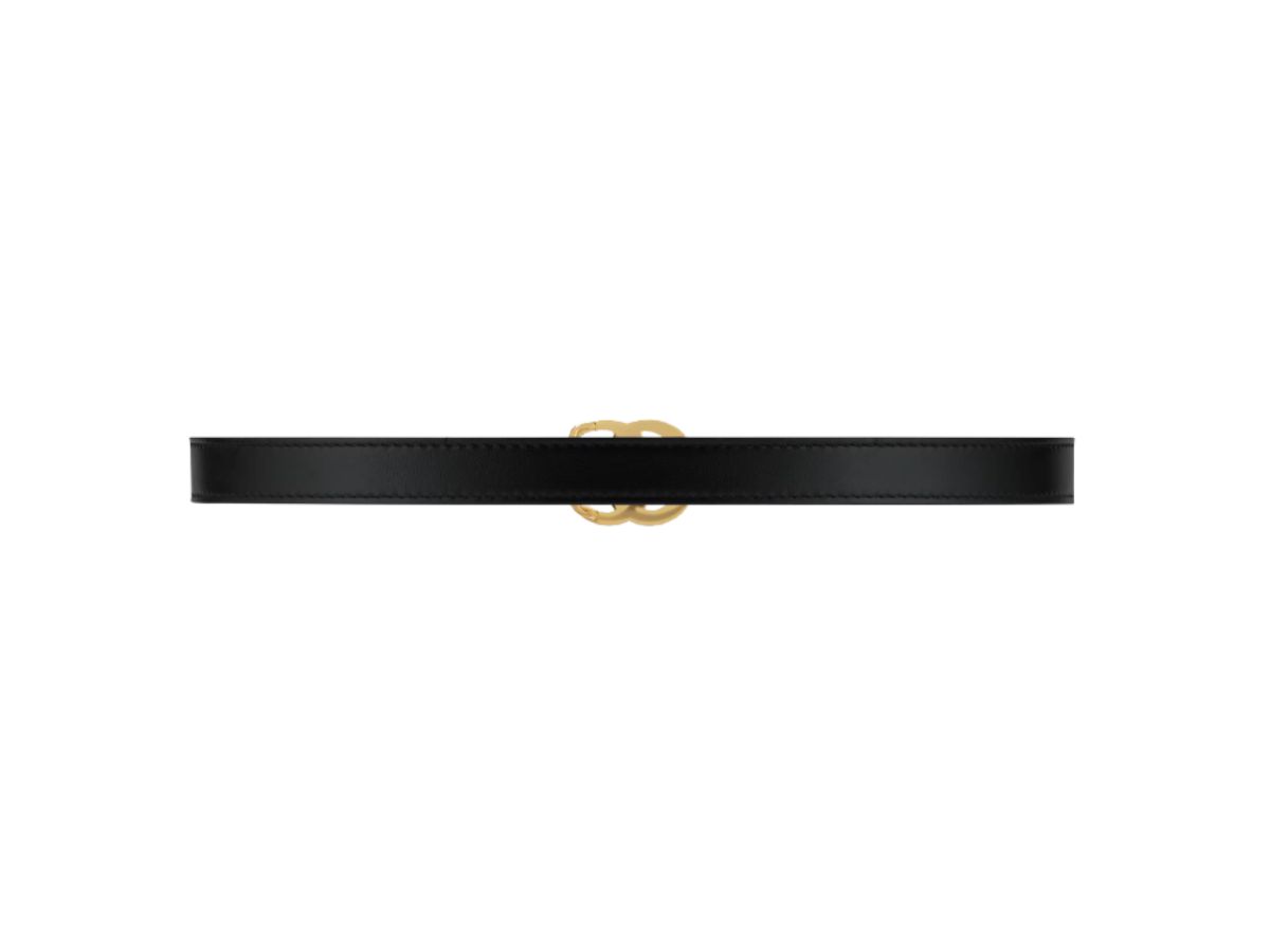 Gucci GG Marmont Caiman Belt with Shiny Buckle, Size 95, Black, Precious