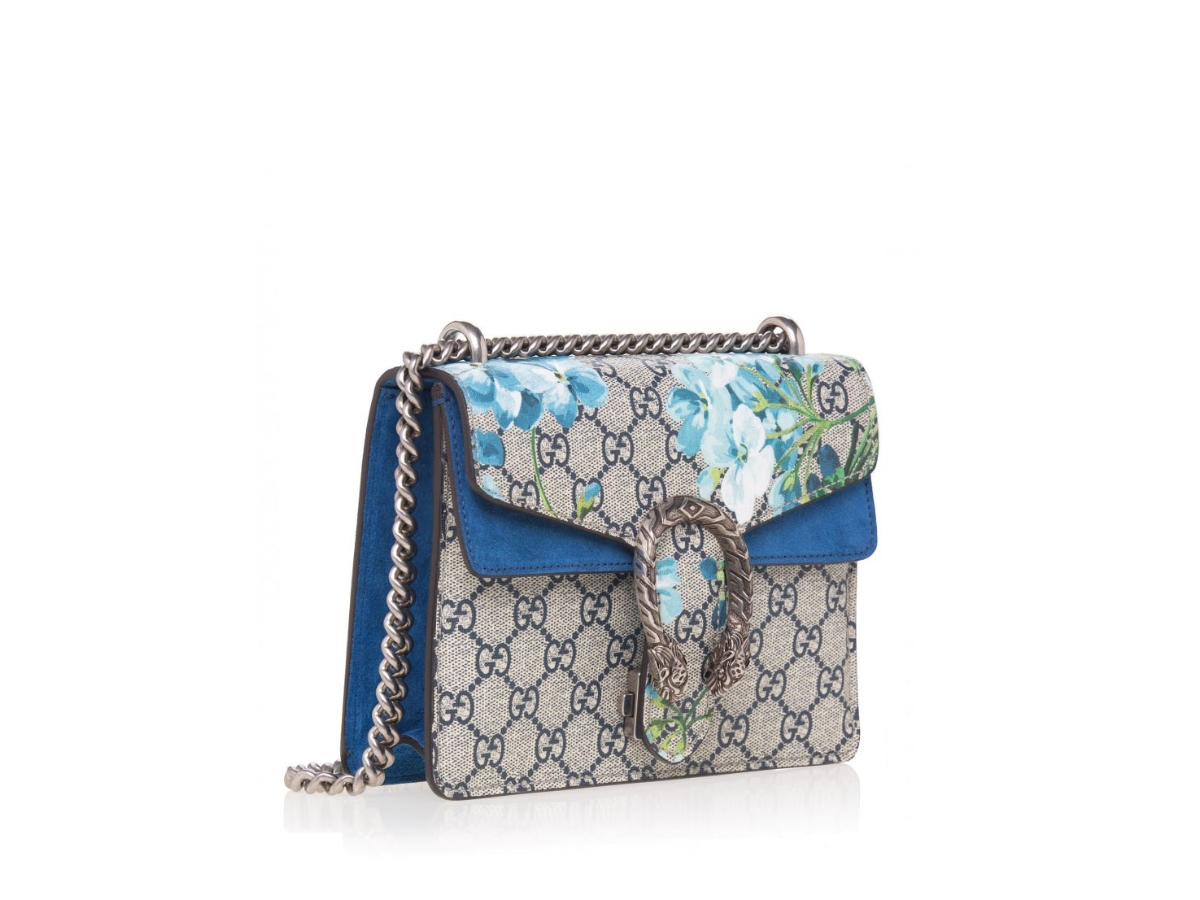 Gucci GG Supreme Small Blooms Pouch in Blue NEW
