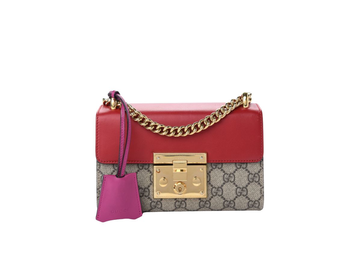 Red Guccissima Leather Padlock Bag Small