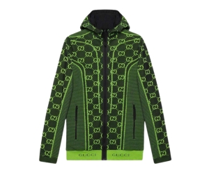 Gucci GG Tubular Jersey Zip Jacket Black Green