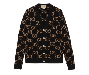 Buy Gucci GG Wool Jacquard Cardigan Black and Camel at Sasom – Authentic and Ready to Ship