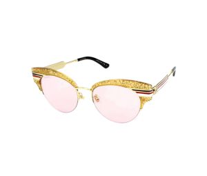 Buy Gucci GG0283S Sunglasses In Gold Metal Plastic Frame With Pink Clear Lens at Sasom – Authentic and Ready to Ship