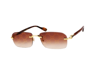 Gucci GG1221S-004-56 Sunglasses In Gold Metal-Havana Acetate Frame With Guccisima Brown Gradient Lenses