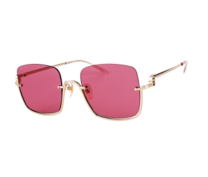 Gucci GG1279S-003-54 Sunglasses In Gold Metal Frame With Red Lenses