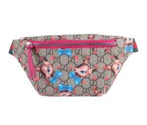 Gucci Girls Double G Belt Bag with Deer Print