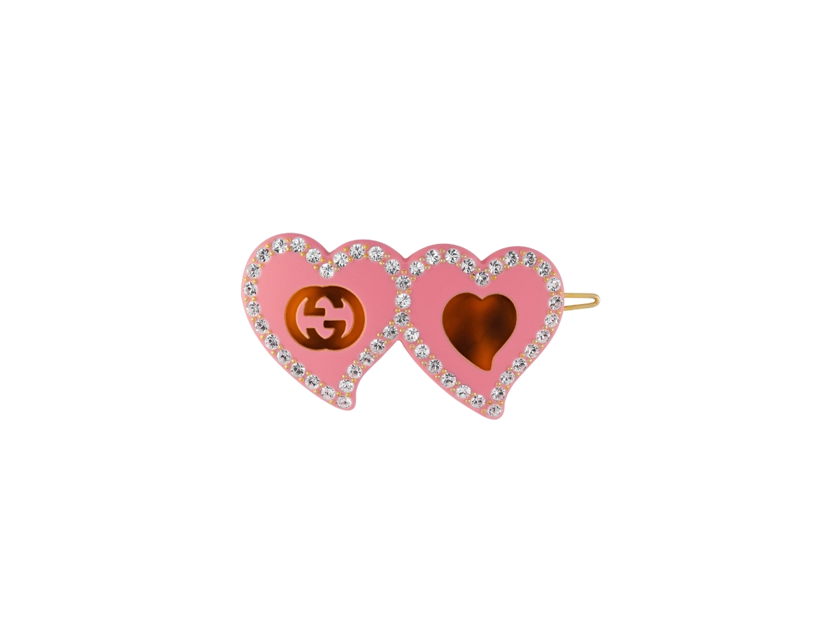 Shop GUCCI 2024 SS Hair clip with gg and heart detail (679036