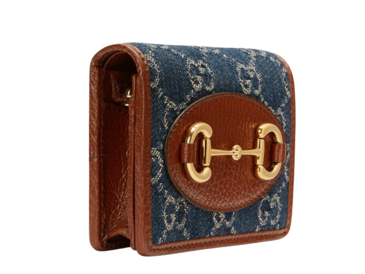 Gucci Horsebit 1955 card case wallet in GG Supreme/brown