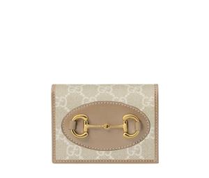 Gucci Horsebit 1955 Card Case Wallet In GG Supreme Canvas With Golc-toned Hardware Beige-White