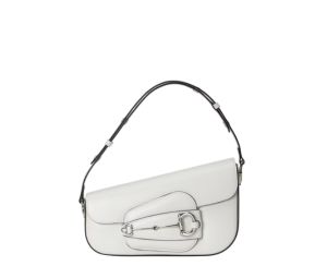 Gucci Horsebit 1955 Small Shoulder Bag In White Leather With Silver-Toned Hardware