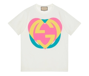 Buy Gucci Interlocking G Heart T-Shirt In White Cotton Jersey Crewneck White at Sasom – Authentic and Ready to Ship