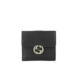 Gucci Interlocking G Wallet In Leather With Gold-Tone Hardware Black