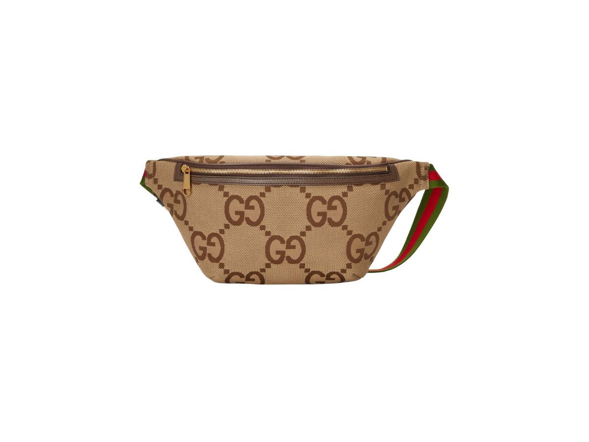 Jumbo GG belt bag in camel and ebony GG canvas