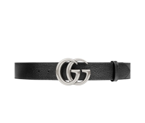Buy Gucci Leather Belt With Double G Buckle 40MM In Black Leather Palladium-Toned Hardware at Sasom – Authentic and Ready to Ship