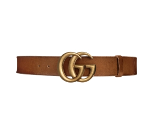 Gucci Leather Belt With Double G Buckle Brown