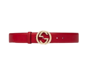 Buy Gucci Leather Belt With Interlocking G 40MM In Red Leather With Shiny Gold-Toned Hardware at Sasom – Authentic and Ready to Ship