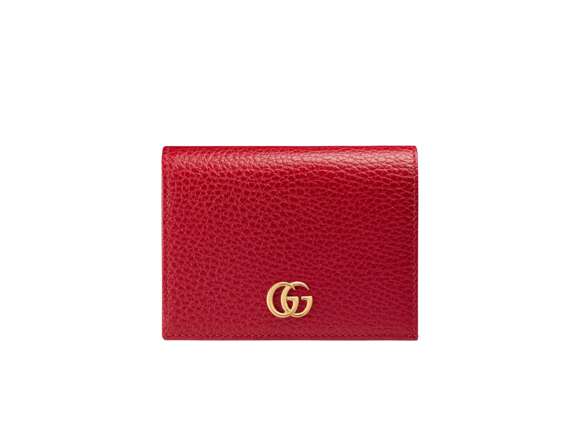 SASOM | กระเป๋า Gucci Leather Card Case Wallet In Hibiscus Red Metal ...