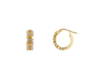 Buy Gucci Letter Hoop Earrings Antique Gold-Toned Metal With Crystals at Sasom – Authentic and Ready to Ship