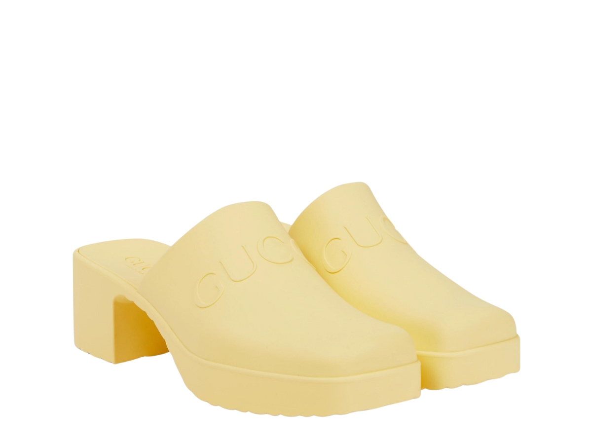 SASOM รองเท้า Gucci Logo Rubber Clogs Yellow เช็คราคาล่าสุด