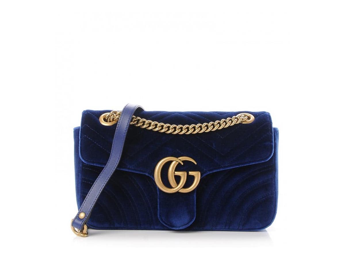 Gucci marmont mini store blue velvet