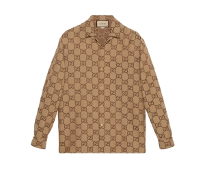 Buy Gucci Maxi GG Canvas Shirt In Camel And Brown Maxi GG Canvas at Sasom – Authentic and Ready to Ship