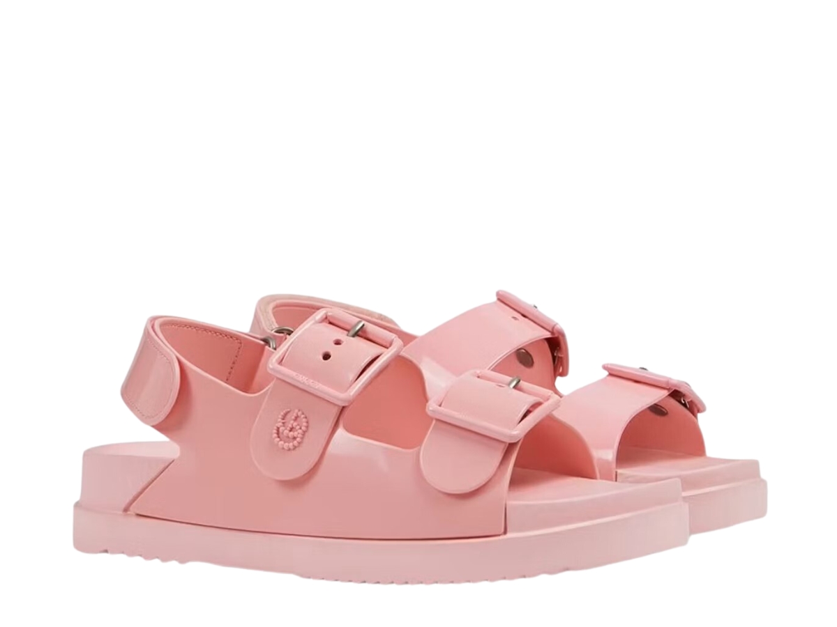 Pink rubber best sale gucci slides